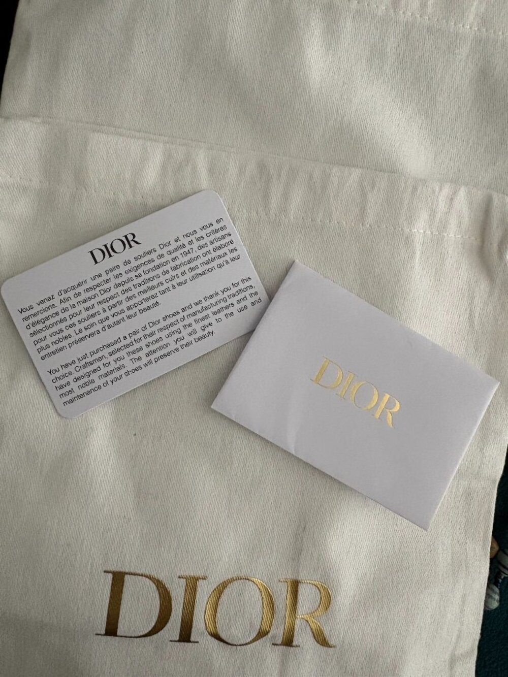 Set of Two Dior Shoe Dust Bags White with Gold Letters - Picture 8 of 9